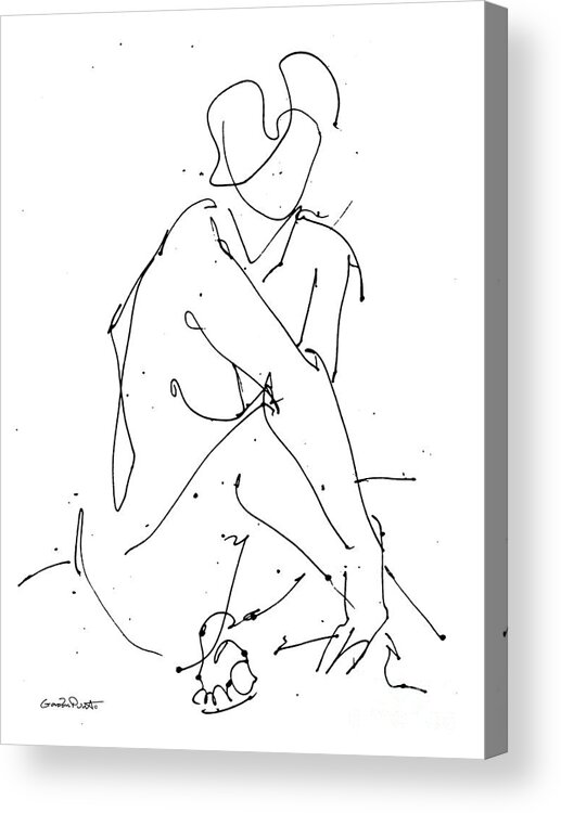 Female Acrylic Print featuring the drawing Nude-Female-Drawing-19 by Gordon Punt