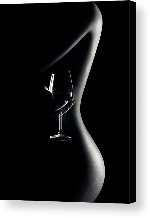Woman Acrylic Print featuring the photograph Nude woman red wine 3 by Johan Swanepoel