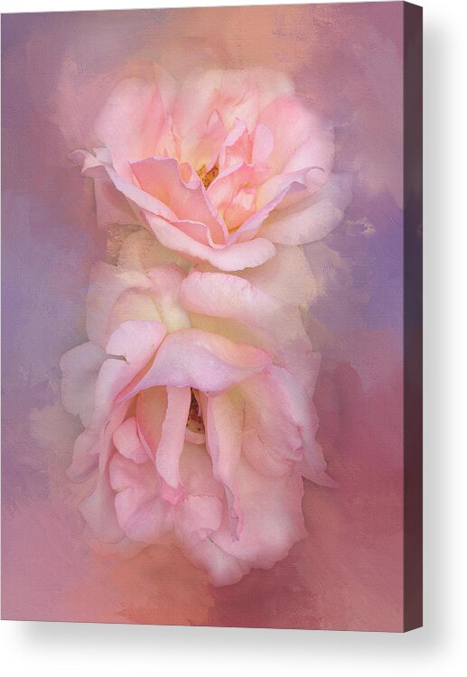 Floral Acrylic Print featuring the photograph Painted Pink Rose Dream by Theresa Tahara