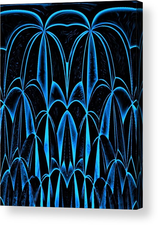 Digital Acrylic Print featuring the digital art Palm Trees Blue by Ronald Mills