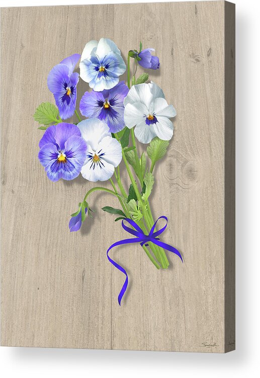 Flowers Acrylic Print featuring the digital art Pansies For My Love by M Spadecaller