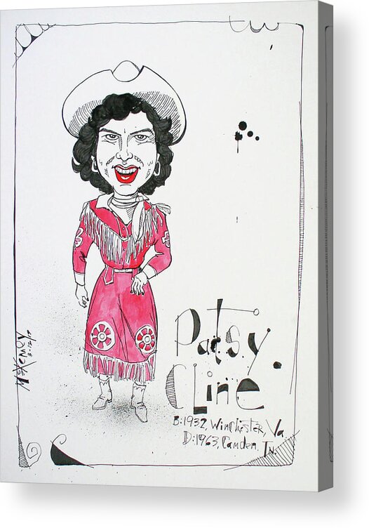  Acrylic Print featuring the drawing Patsy Cline by Phil Mckenney