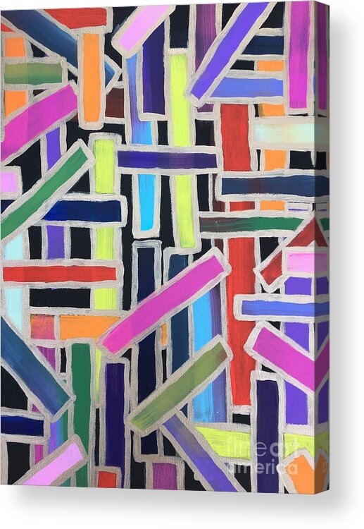 Acrylic Abstract Colors Bold Painting Underground Acrylic Print featuring the painting Pick Up Sticks by Debora Sanders