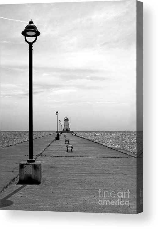 Port Maitland Pier Acrylic Print featuring the photograph Port Maitland Lighthouse and Pier by Barbara McMahon