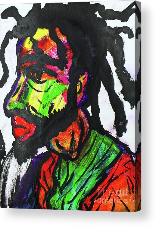 Oil Pastel Acrylic Print featuring the painting Profile Sketch by Odalo Wasikhongo