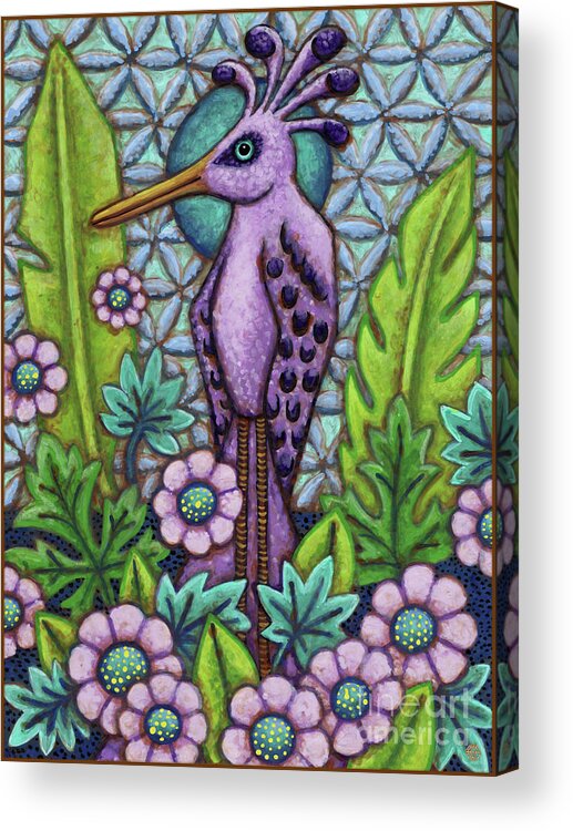 Bird Acrylic Print featuring the painting Purple Crested Confidence by Amy E Fraser