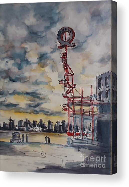 Clouds Acrylic Print featuring the drawing Quay the Sunshine by Sonia Mocnik