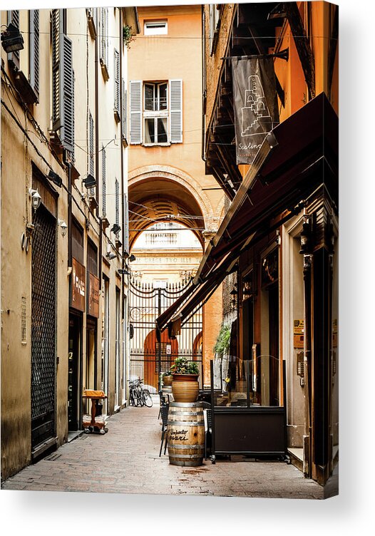 Bologna Acrylic Print featuring the photograph Quiet street in Bologna by Alexey Stiop