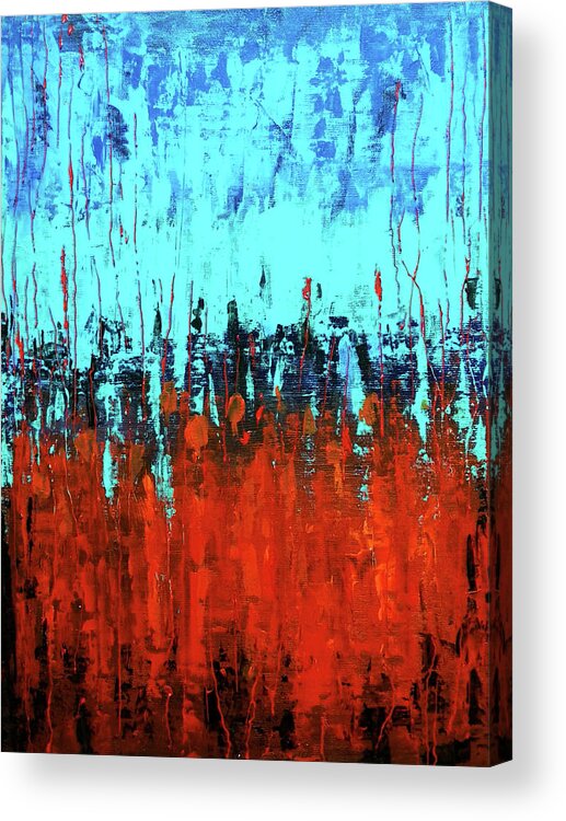Abstract Acrylic Print featuring the painting Red and Turquoise abstract by Asha Sudhaker Shenoy