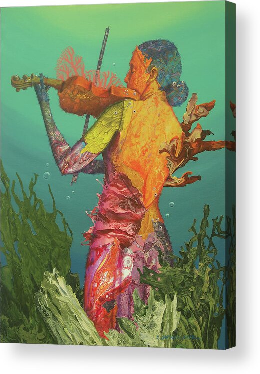 Reef Acrylic Print featuring the painting Reef Music - The Violinist II by Marguerite Chadwick-Juner