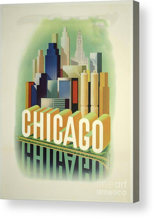 Retro Acrylic Print featuring the photograph Retro Chicago Poster by Action