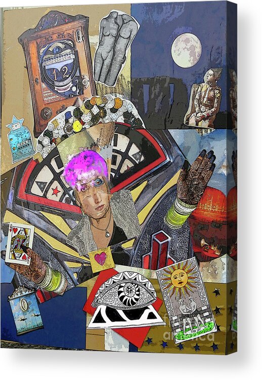 Collage Acrylic Print featuring the mixed media Risk Taker by Mafalda Cento