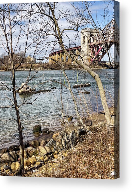 Astoria Park Acrylic Print featuring the photograph Rocky Winter Shore Line by Cate Franklyn