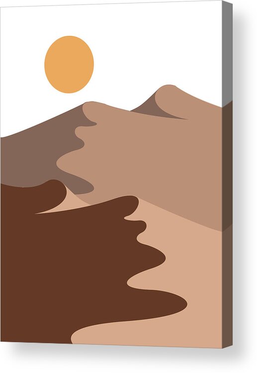 Sand Dunes Acrylic Print featuring the mixed media Sand Dunes - Desert Landscape - Modern, Minimal, Contemporary Abstract - Terracotta Brown by Studio Grafiikka