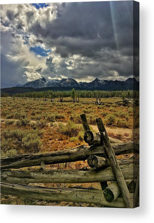 Sawtooth Mountains Acrylic Print featuring the photograph Sawtooth Storm Clouds by Jerry Abbott
