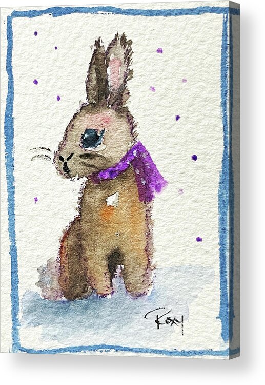 Drunk Bunny Acrylic Print featuring the painting Scarf Bunny by Roxy Rich
