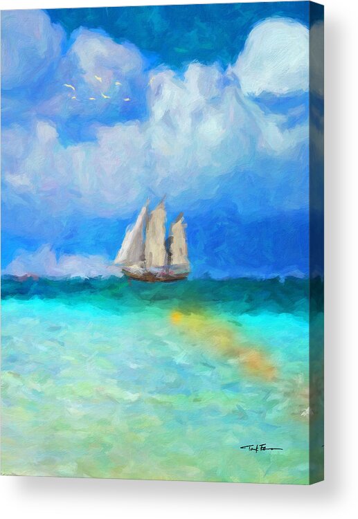  Landscape Acrylic Print featuring the painting Schooner by Trask Ferrero