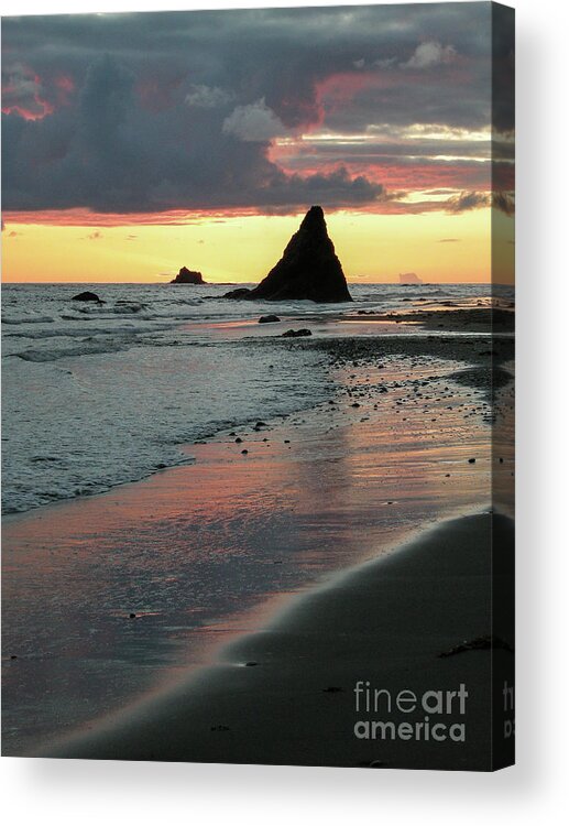 National Park Acrylic Print featuring the photograph Seastack in Sunset on the Wilderness Coast by Nancy Gleason