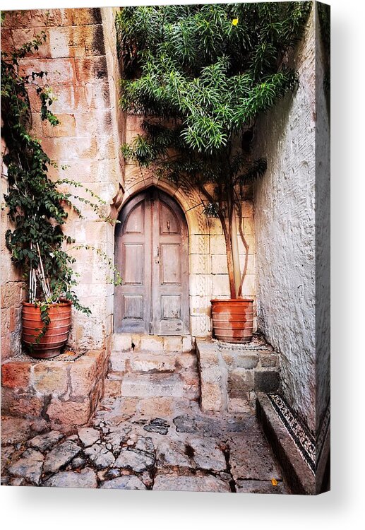 Wooden Door Acrylic Print featuring the photograph Secluded portal by Jarek Filipowicz