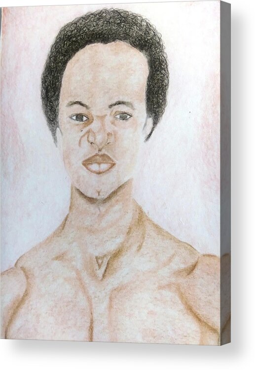 Black Art Acrylic Print featuring the drawing Self Portrait by Donald C-Note Hooker