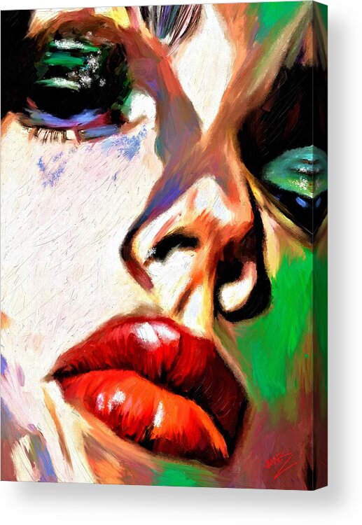 Portrait Acrylic Print featuring the painting Sensual Beauty #03 Lippy by James Shepherd