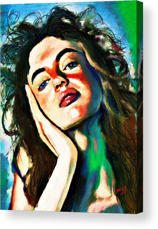 Portrait Acrylic Print featuring the painting Portrait Sensual Beauty Catalina by James Shepherd