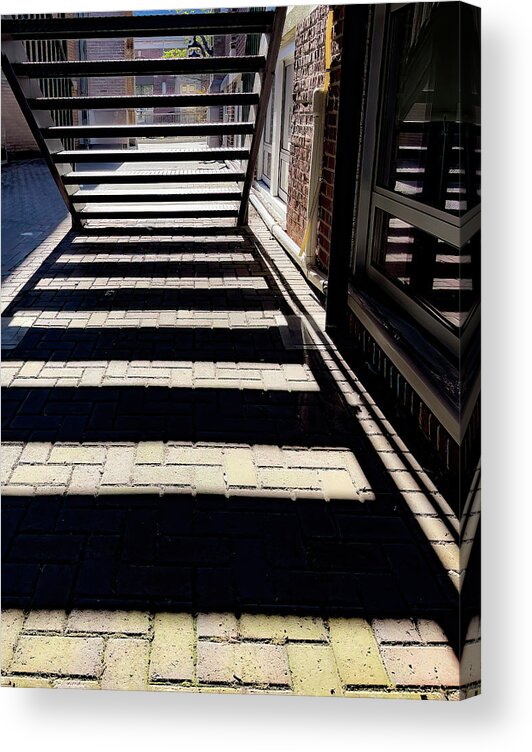 Sunlight Acrylic Print featuring the photograph Shadows And Reflections Of The Stairs by Gary Slawsky