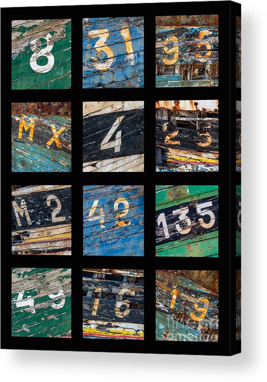 Numbers Acrylic Print featuring the photograph Shipwrecks numbers vertical collage by Delphimages Photo Creations