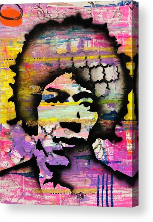 Jimi Hendrix Acrylic Print featuring the painting Show me your colors by Jayime Jean