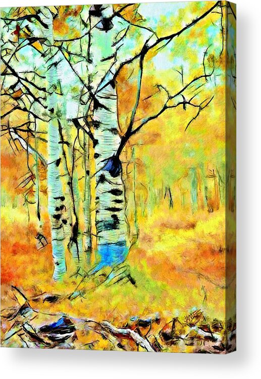 Landscape Acrylic Print featuring the painting Silver Birches by James Shepherd