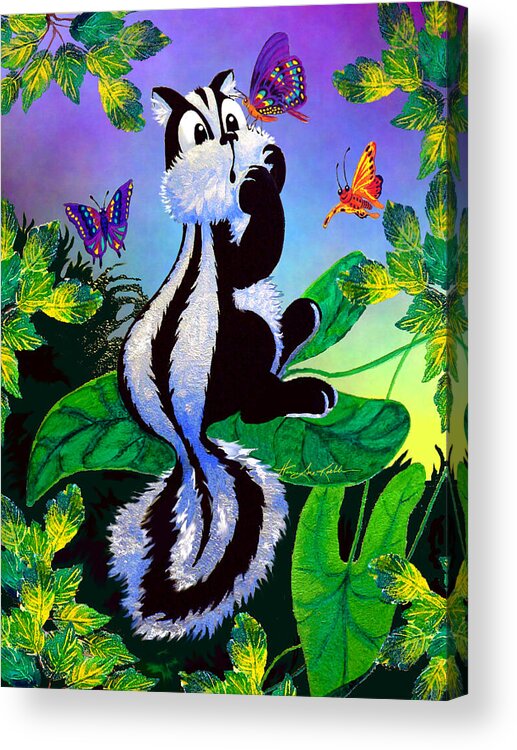 Art For Children Acrylic Print featuring the painting Skunky by Hanne Lore Koehler