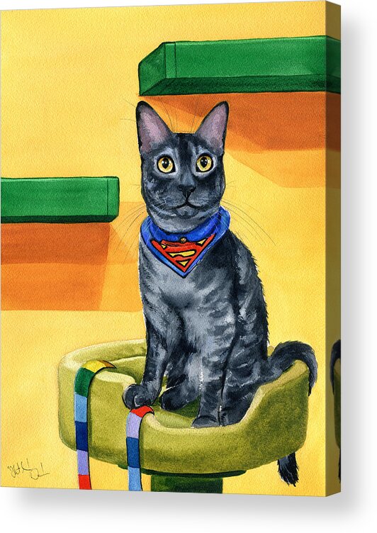Cat Acrylic Print featuring the painting Smokey by Dora Hathazi Mendes