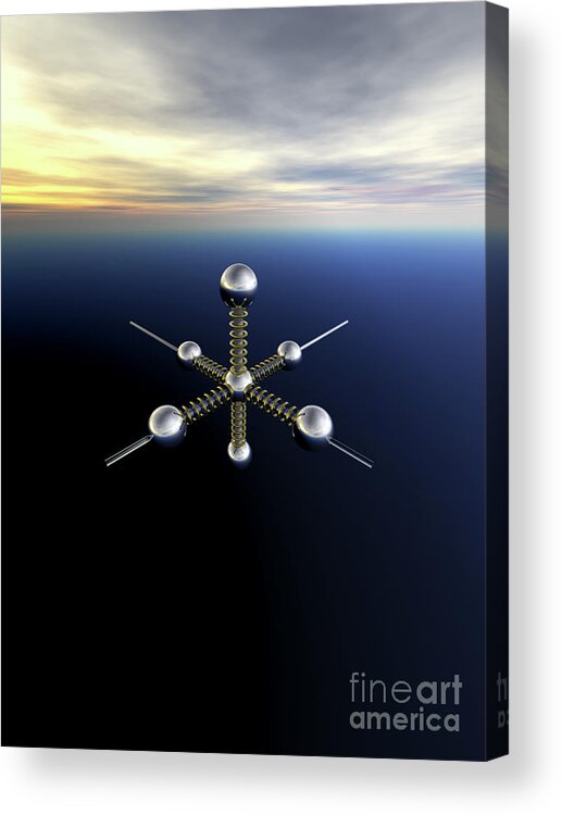 Satellite Acrylic Print featuring the digital art Space Satellite by Phil Perkins