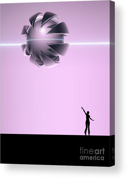 Ufo Acrylic Print featuring the digital art Spaceship In The Sky by Phil Perkins