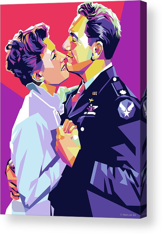 Spencer Tracy Acrylic Print featuring the digital art Spencer Tracy and Irene Dunn by Movie World Posters