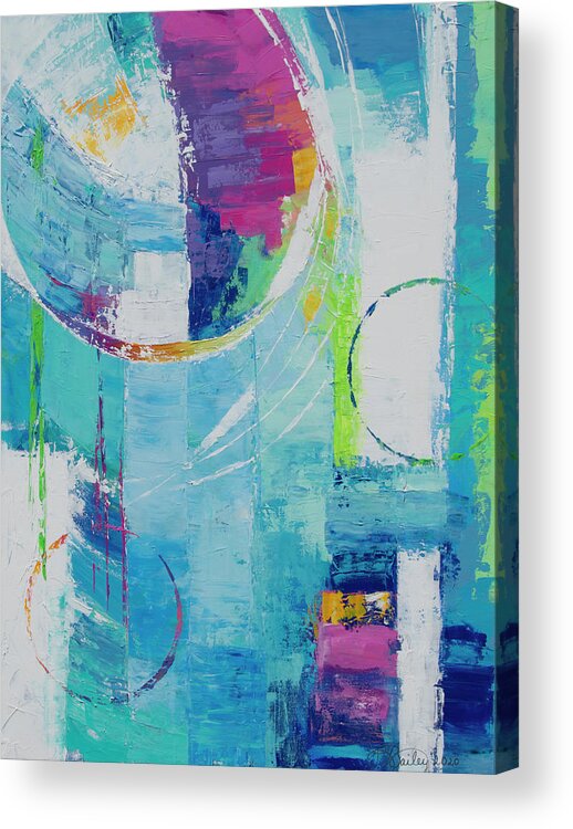 Colorful Acrylic Print featuring the painting Spinning Into Control by Linda Bailey