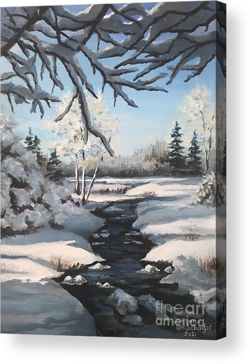 Acrylic Acrylic Print featuring the painting Springtime Snow by Suzanne Schaefer