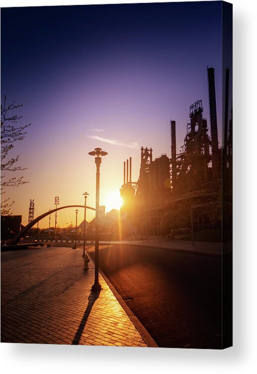Bethlehem Acrylic Print featuring the photograph Steel Stacks Into the Sunset by Jason Fink