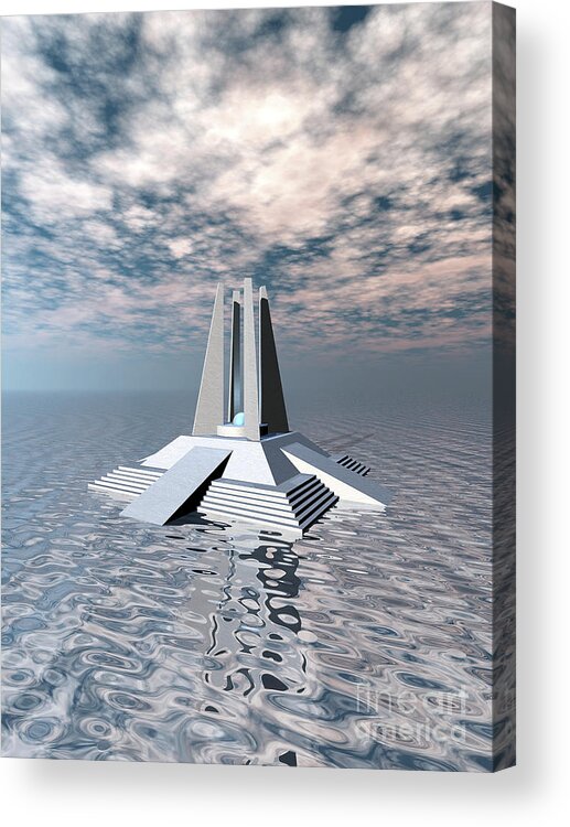 Atlantis Acrylic Print featuring the digital art Structural Tower of Atlantis by Phil Perkins