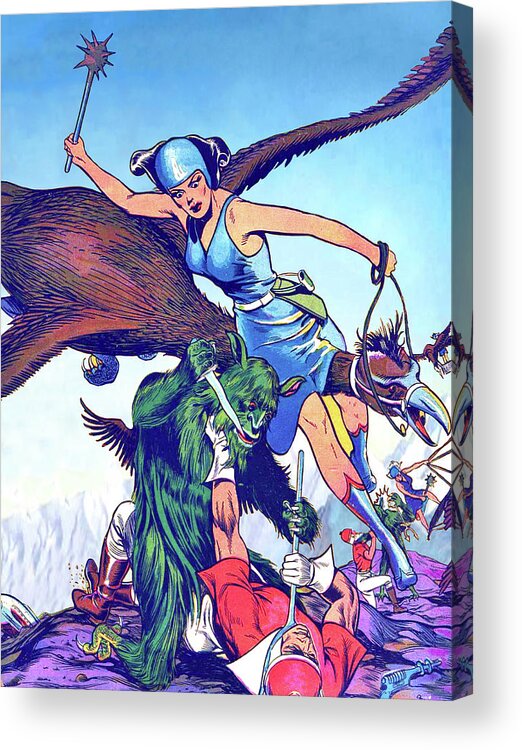 Amazon Acrylic Print featuring the digital art Sudden Help from Flying Amazon Girl by Long Shot