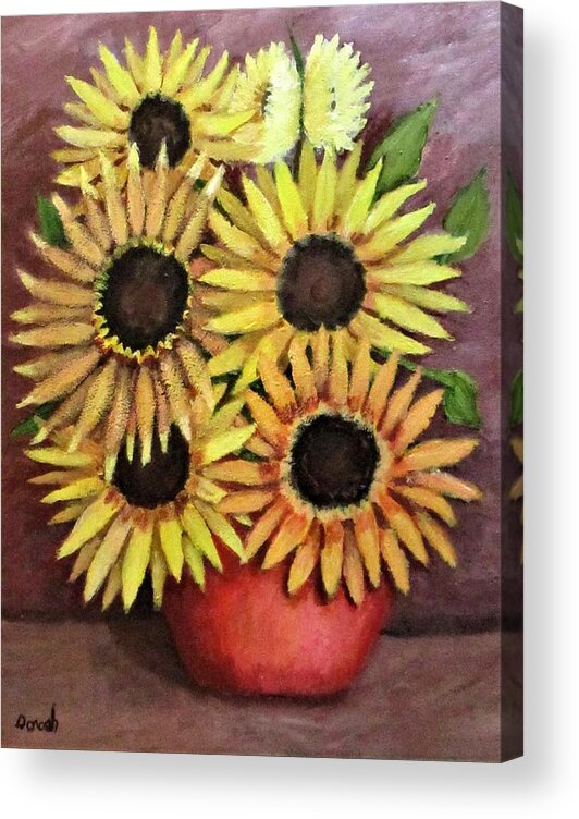Still Life Acrylic Print featuring the painting Sun Flowers by Gregory Dorosh