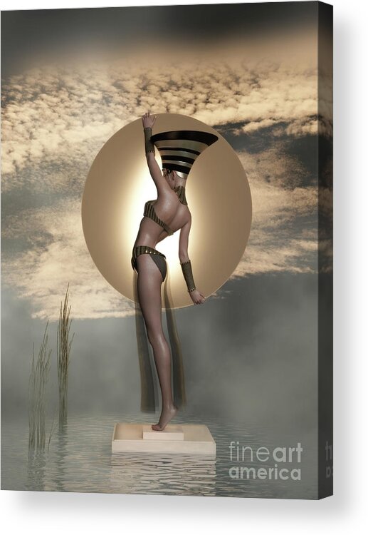 Sun Goddess Acrylic Print featuring the digital art Sun Goddess Art Deco by Shanina Conway