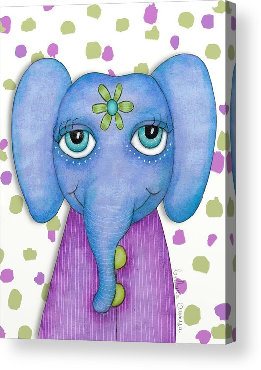 Illustration Acrylic Print featuring the mixed media Sweet Elephant by Barbara Orenya