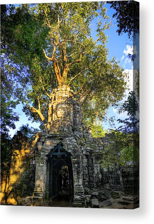 Ta Som Acrylic Print featuring the photograph Ta Som Entry Gate with Face_Angkor by Christine Ley