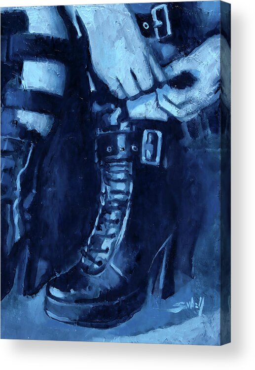 Gothic Acrylic Print featuring the painting Tangence Variation en bleu by Sv Bell