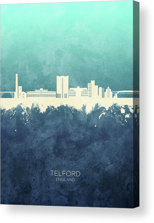 Telford Acrylic Print featuring the digital art Telford England Skyline #30 by Michael Tompsett