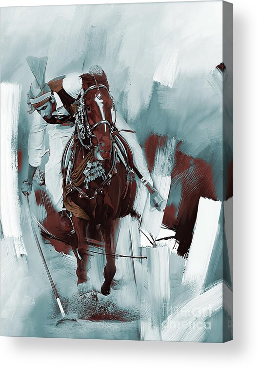 Polo Acrylic Print featuring the painting Tent Pegging by Gull G