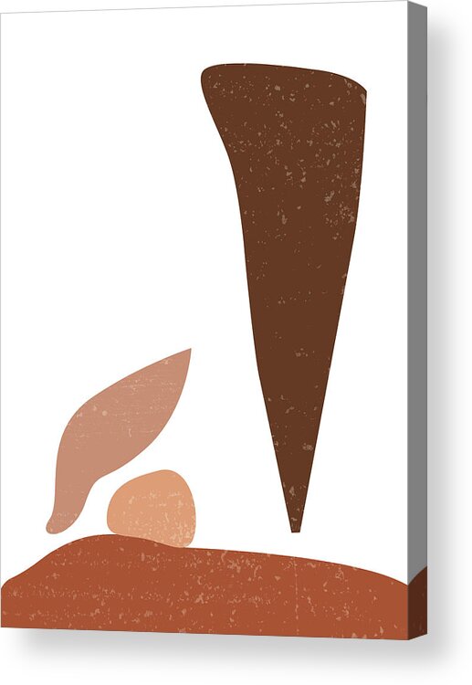 Terracotta Acrylic Print featuring the mixed media Terracotta Abstract 73 - Modern, Contemporary Art - Abstract Organic Shapes - Minimal - Brown by Studio Grafiikka