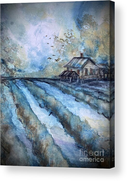 Louisiana Art Acrylic Print featuring the painting The Cabin by Francelle Theriot
