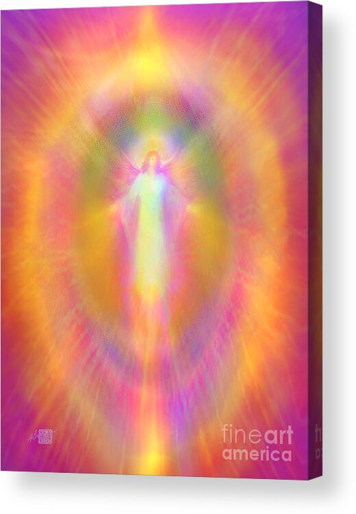 Angel Acrylic Print featuring the painting The Golden Seraphim by Glenyss Bourne